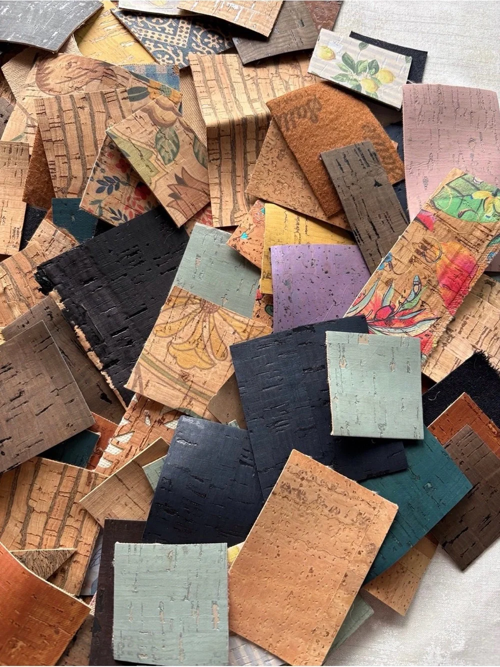 14 oz Sallie Tomato Premium Cork Fabric Wild Card Remnants Destash Lot Mix